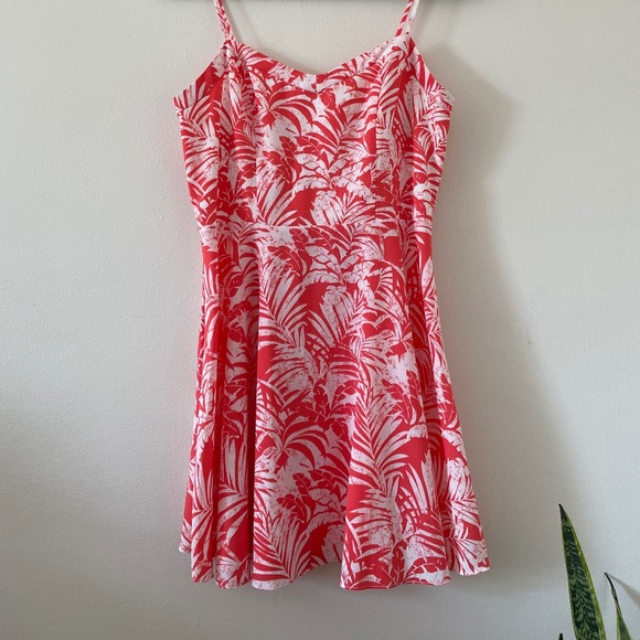 American Eagle Tropical Patterned Pink Dress with Back Cutouts - Picture 1 of 10
